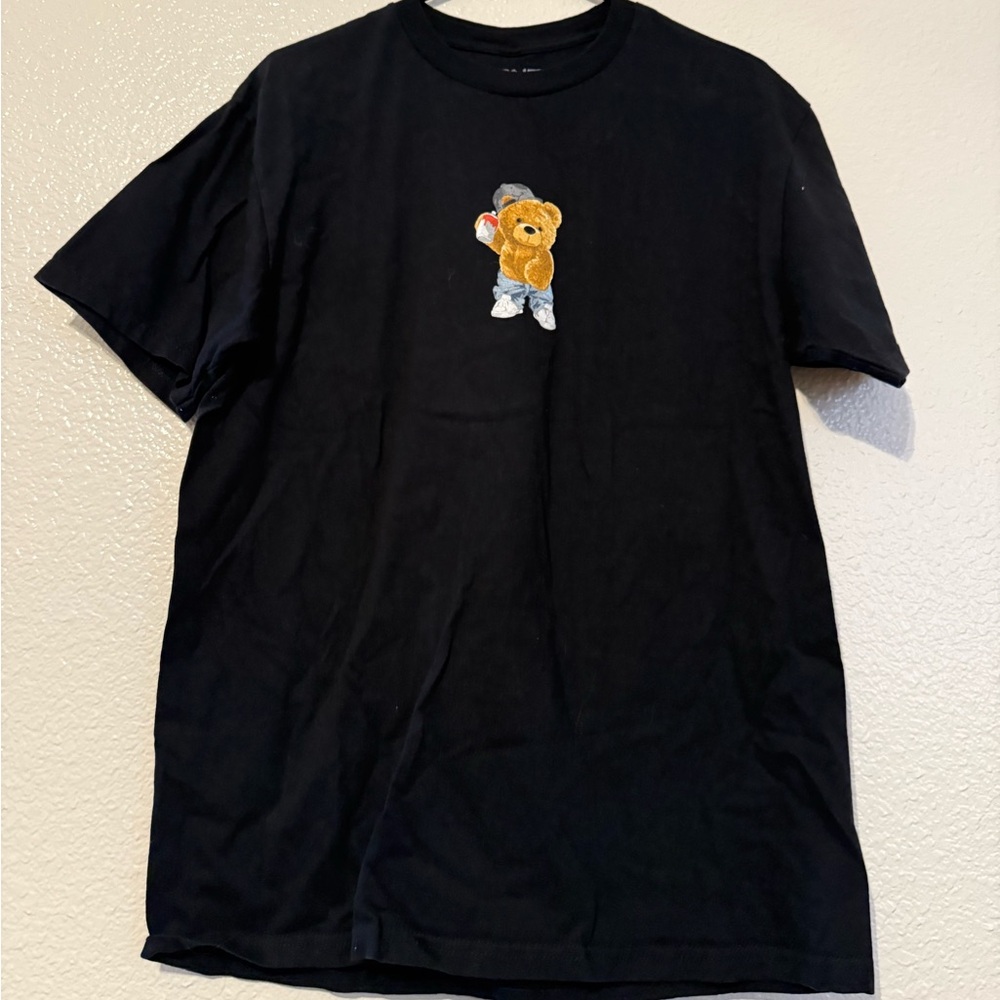 Men's Black T-Shirt with Bear Graphic